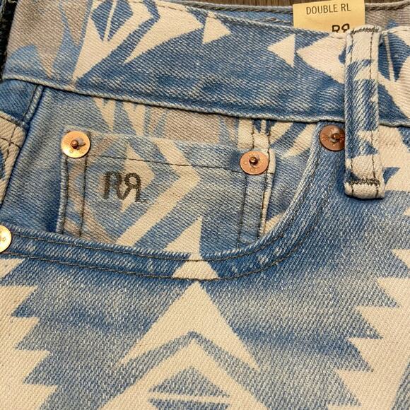 Double RL Ralph Lauren RRL Vintage Straight Leg Jean Women 25 Blue Aztec Western - Picture 4 of 11